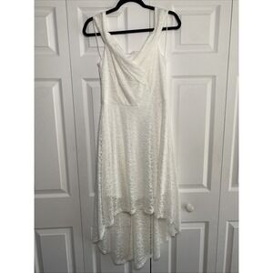 HR Homrain Womens Large White Lace Dress High Low Hem Bridal Off The Shoulder